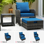 Ensemble de meubles de jardin en osier 5 pièces avec poufs et table basse