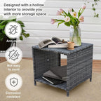 Ensemble de meubles de jardin en osier 5 pièces avec poufs et table basse