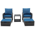 Ensemble de meubles de jardin en osier 5 pièces avec poufs et table basse