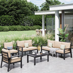 Ensemble de meubles de jardin 5 pièces en aluminium avec housse imperméable