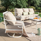Ensemble de meubles de jardin 5 places MAISON ARTS, 2 chaises en métal rembourrées, 1 canapé 3 places avec table basse en marbre