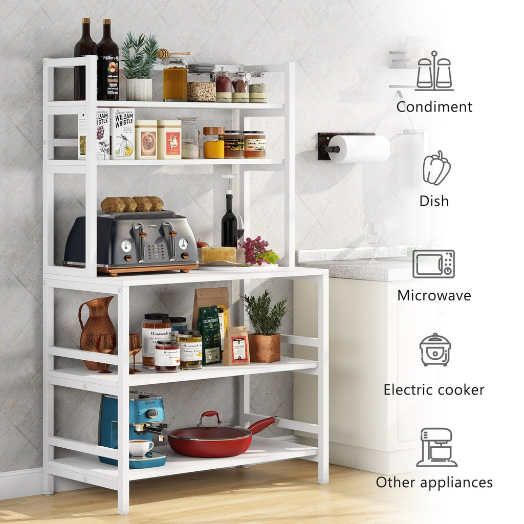 Étagère de rangement utilitaire à 5 niveaux pour four à micro-ondes, chariot de cuisine industriel avec clapier