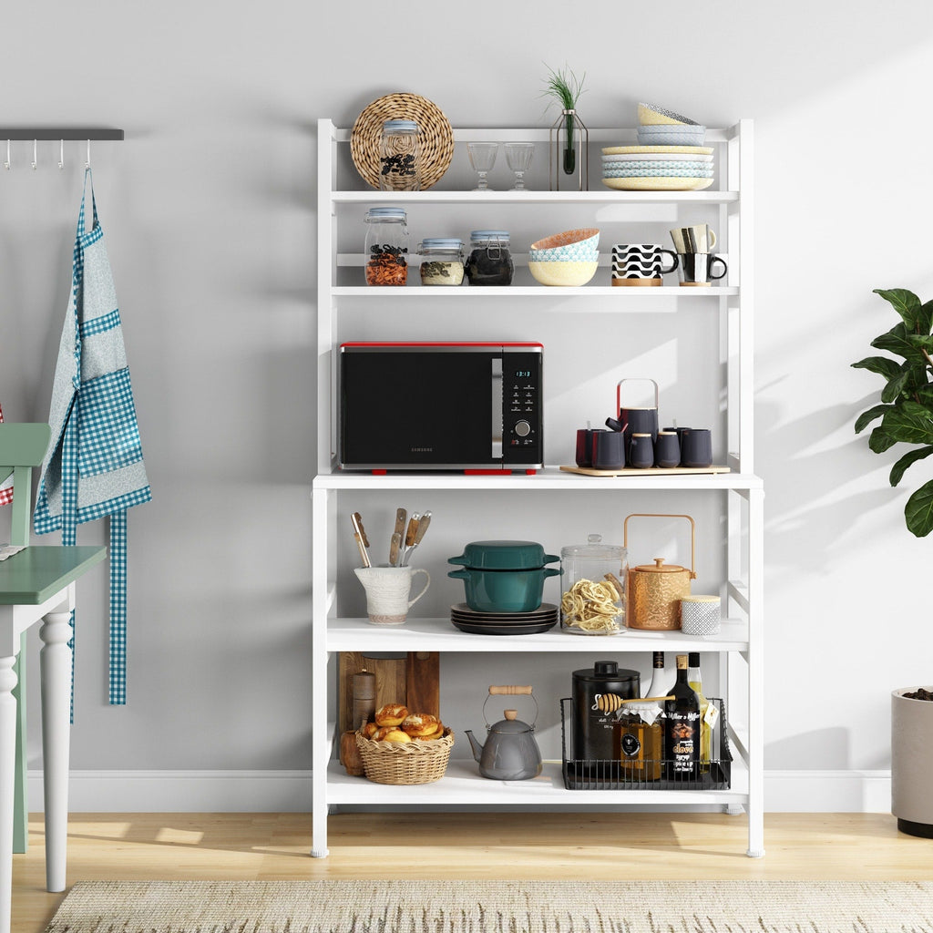 Étagère de rangement utilitaire à 5 niveaux pour four à micro-ondes, chariot de cuisine industriel avec clapier