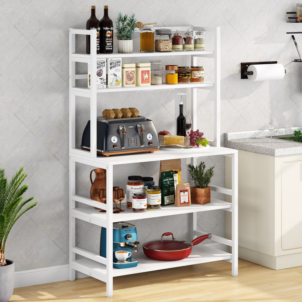 Étagère de rangement utilitaire à 5 niveaux pour four à micro-ondes, chariot de cuisine industriel avec clapier
