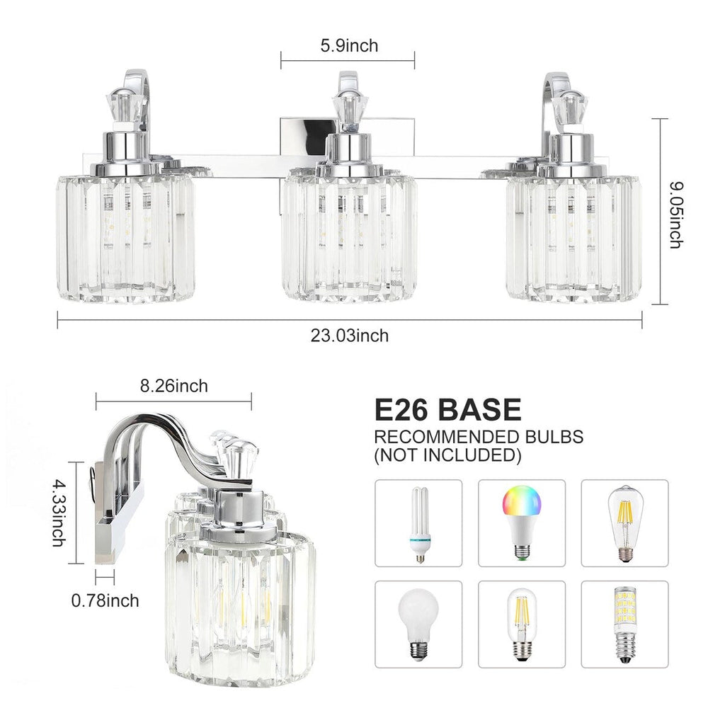 Luminaires de salle de bain modernes en cristal à 5 ​​lumières