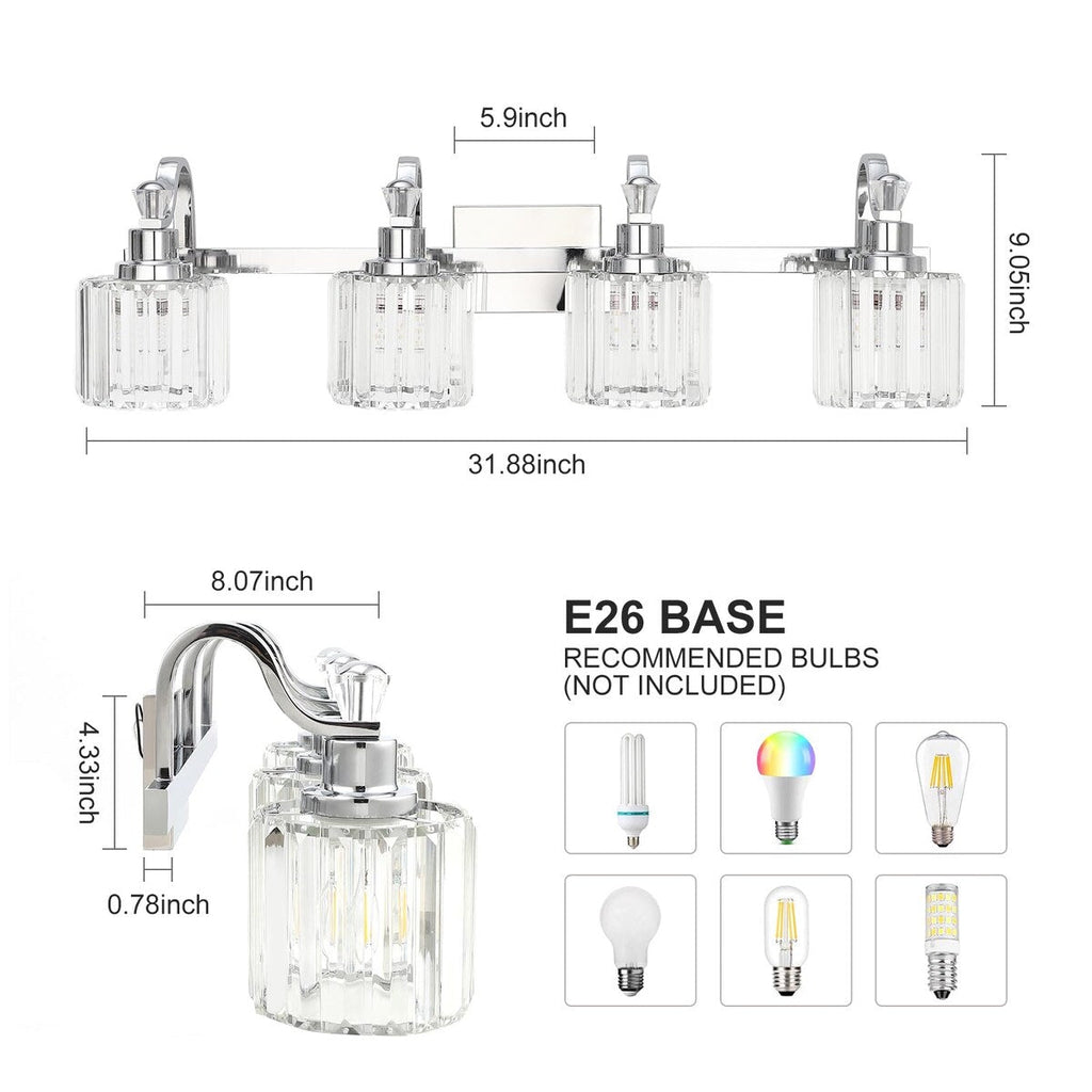 Luminaires de salle de bain modernes en cristal à 5 ​​lumières