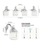 Luminaires de salle de bain modernes en cristal à 5 ​​lumières