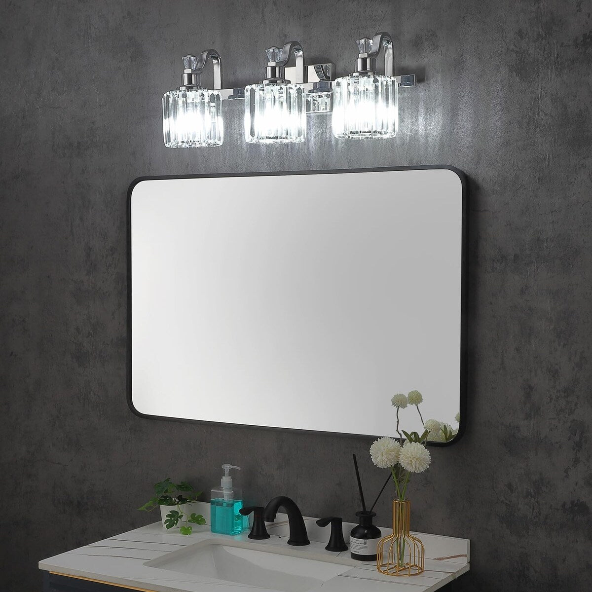 Luminaires de salle de bain modernes en cristal à 5 ​​lumières