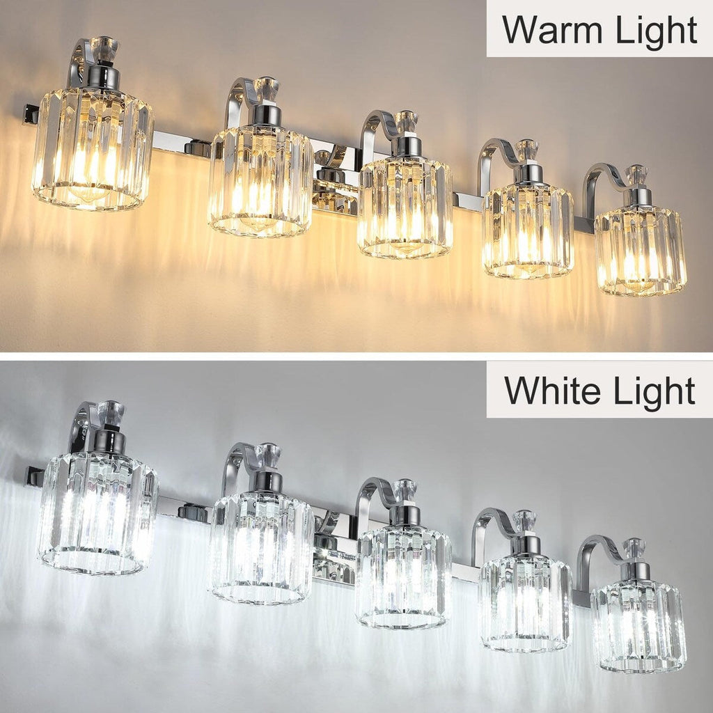 Luminaires de salle de bain modernes en cristal à 5 ​​lumières