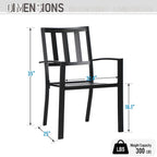 Table à manger carrée et fauteuils en métal 5 pièces, intérieur/extérieur, 94 cm, finition E-coat, MAISON ARTS - N/A