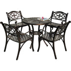 Ensemble de salle à manger de patio en aluminium moulé 5 pièces avec trou pour parasol