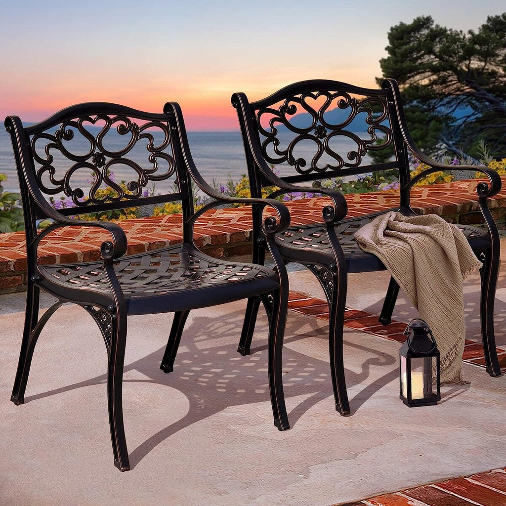 Ensemble de salle à manger de patio en aluminium moulé 5 pièces avec trou pour parasol