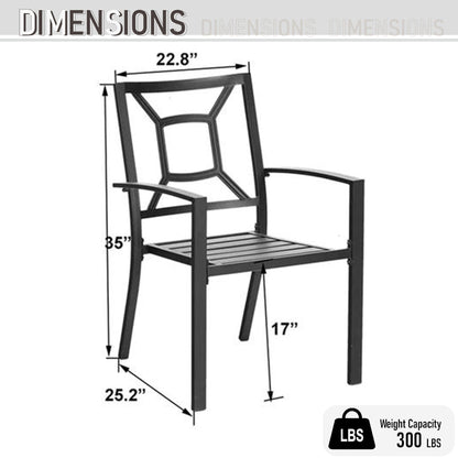 Ensemble de salle à manger d'extérieur 5 pièces avec revêtement électrolytique et chaises empilables
