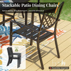 Ensemble de salle à manger de patio 5 pièces MAISON ARTS, table à manger carrée en métal de 37 po avec chaises empilables en acier