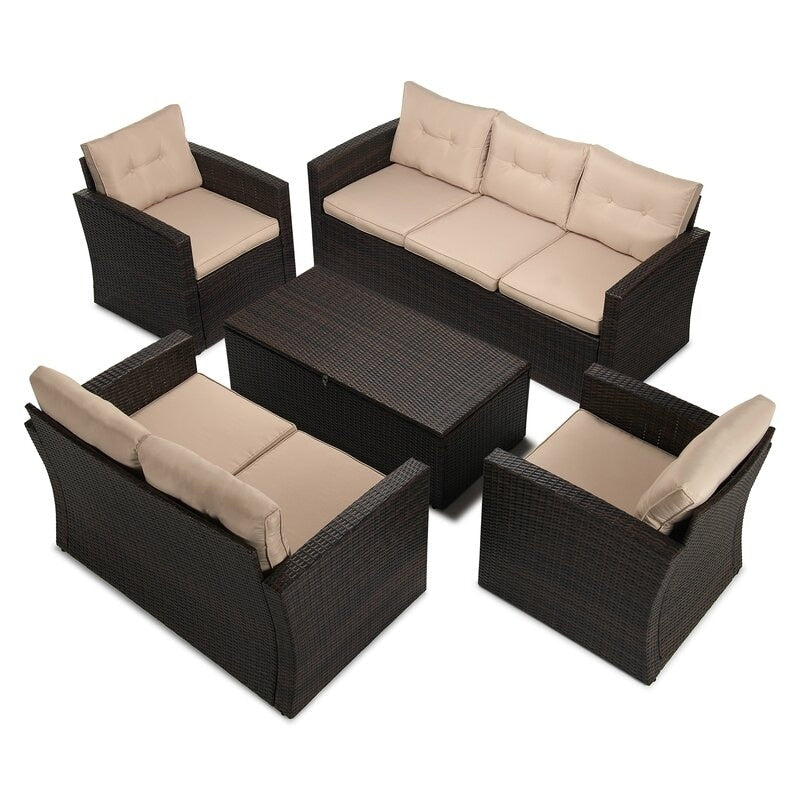 Ensemble de meubles de patio en osier de 5 pièces
