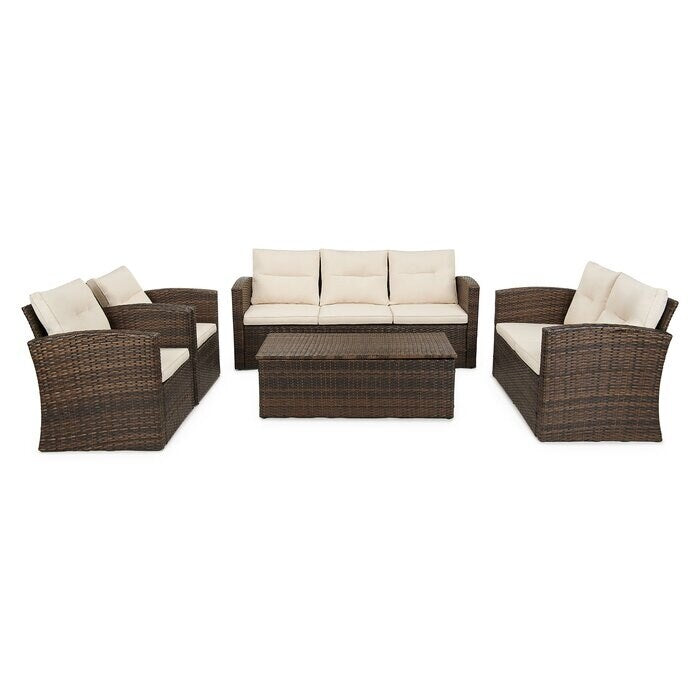 Ensemble de meubles de patio en osier de 5 pièces