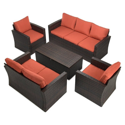 Ensemble de meubles de patio en osier de 5 pièces