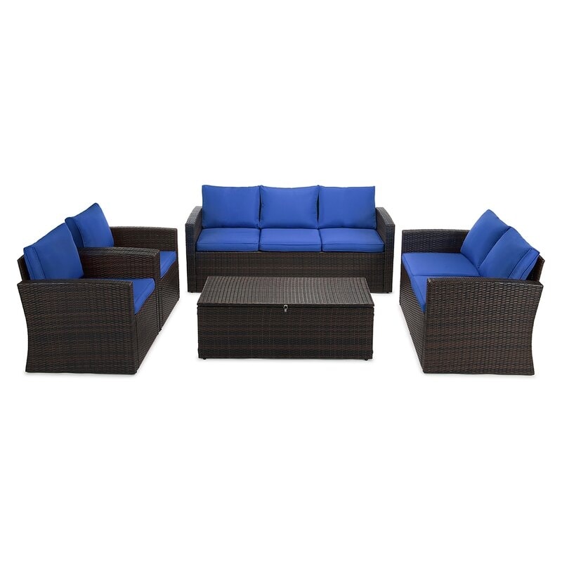Ensemble de meubles de patio en osier de 5 pièces