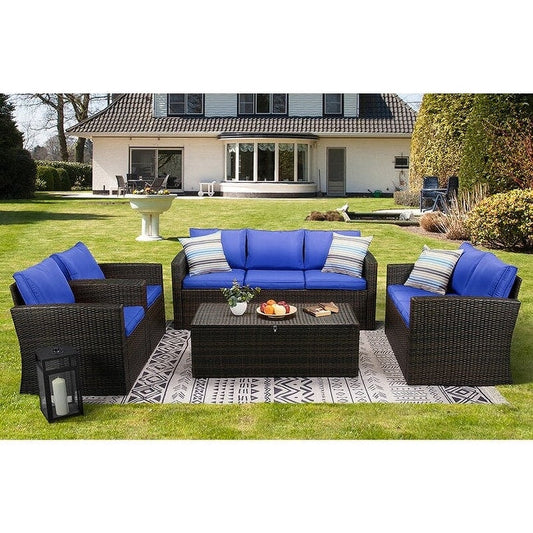 Ensemble de meubles de patio en osier de 5 pièces