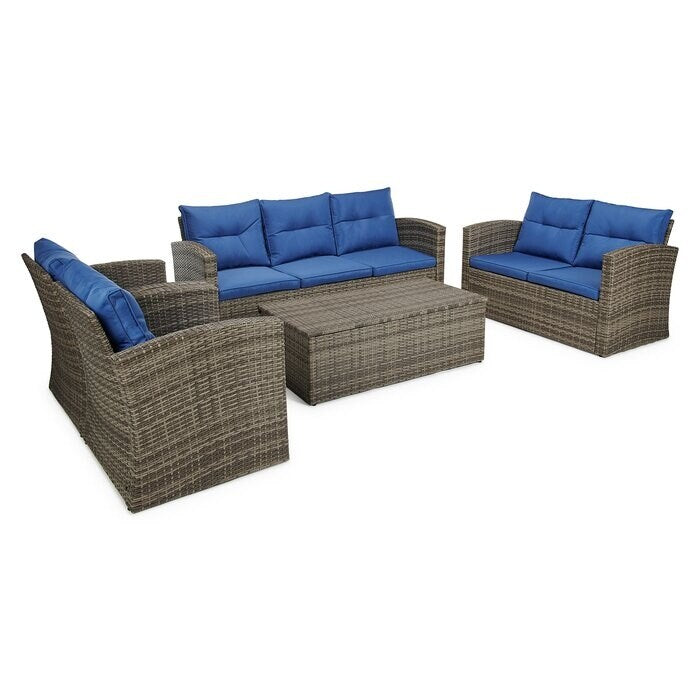 Ensemble de meubles de patio en osier de 5 pièces