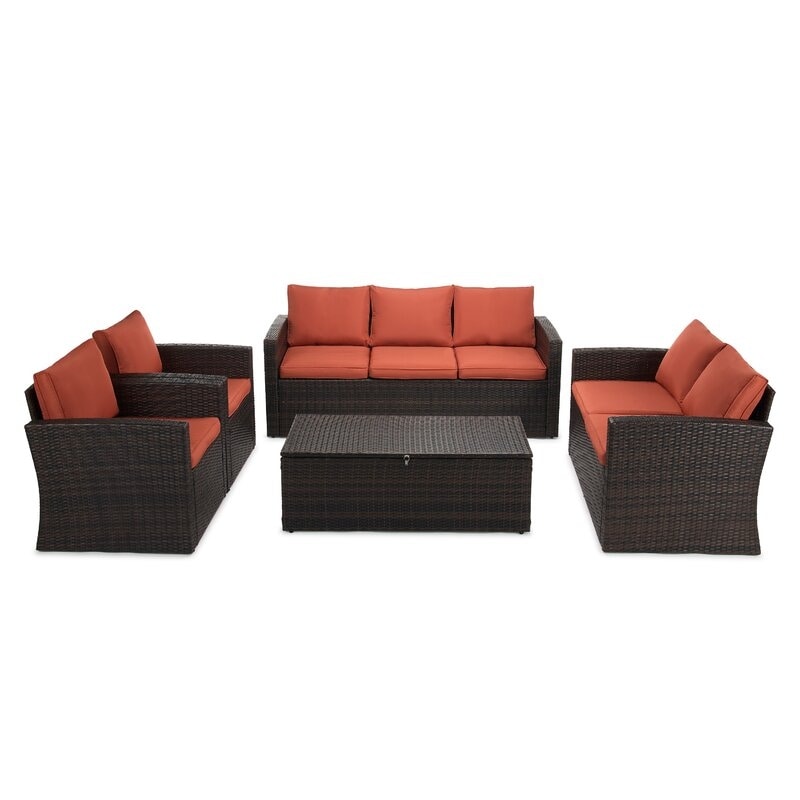 Ensemble de meubles de patio en osier de 5 pièces