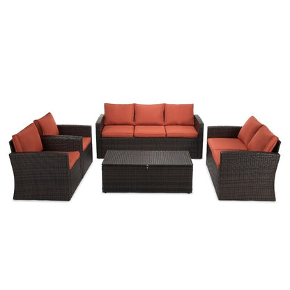 Ensemble de meubles de patio en osier de 5 pièces