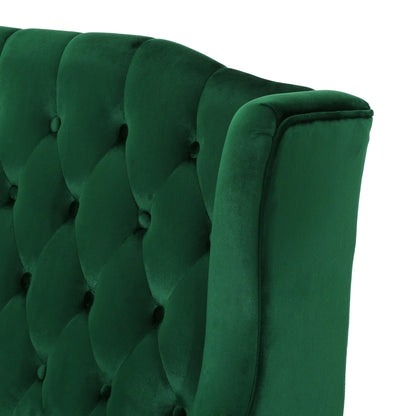 Canapé causeuse capitonné en velours avec pieds en bois pour salon (50,25 po)