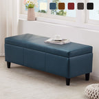 Pouf de rangement rectangulaire rembourré en similicuir (50,3 x 17,50 x 18 po)