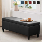 Pouf de rangement rectangulaire rembourré en similicuir (50,3 x 17,50 x 18 po)
