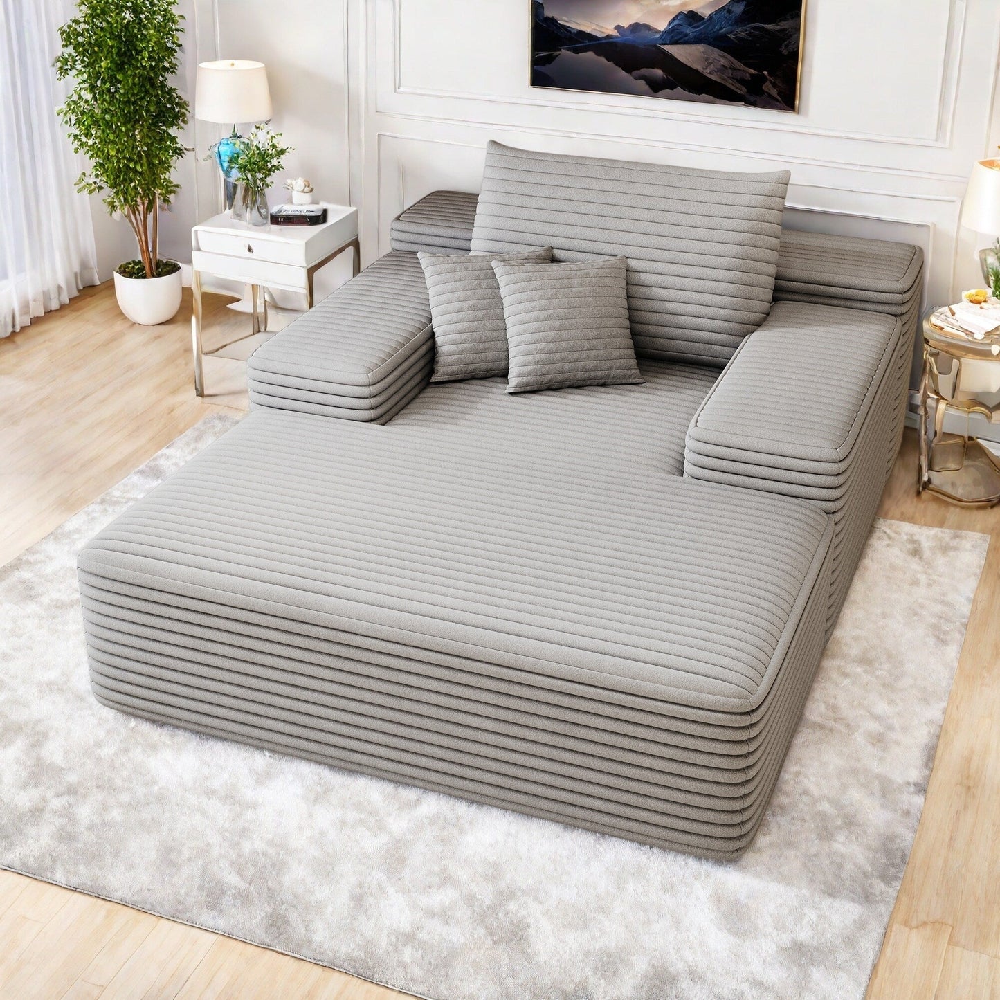 Canapé 2 places en velours côtelé 51,2 po - Siège profond et moelleux, capacité de 600 lb, aucun assemblage requis, avec coussins ergonomiques