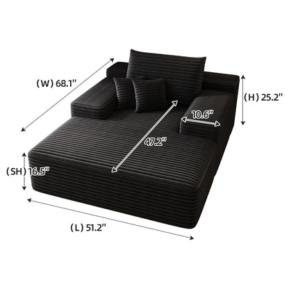 Canapé 2 places en velours côtelé 51,2 po - Siège profond et moelleux, capacité de 600 lb, aucun assemblage requis, avec coussins ergonomiques