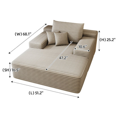 Canapé 2 places en velours côtelé 51,2 po - Siège profond et moelleux, capacité de 600 lb, aucun assemblage requis, avec coussins ergonomiques