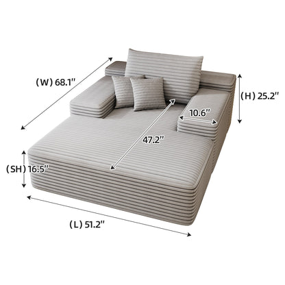 Canapé 2 places en velours côtelé 51,2 po - Siège profond et moelleux, capacité de 600 lb, aucun assemblage requis, avec coussins ergonomiques