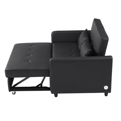 Canapé-lit convertible en polyuréthane 51,57 po avec 3 ports USB, capacité de 181 kg et mécanisme de lit gigogne