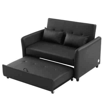 Canapé-lit convertible en polyuréthane 51,57 po avec 3 ports USB, capacité de 181 kg et mécanisme de lit gigogne