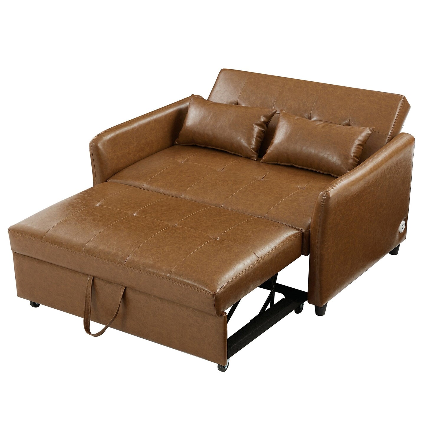 Canapé-lit convertible en polyuréthane 51,57 po avec 3 ports USB, capacité de 181 kg et mécanisme de lit gigogne