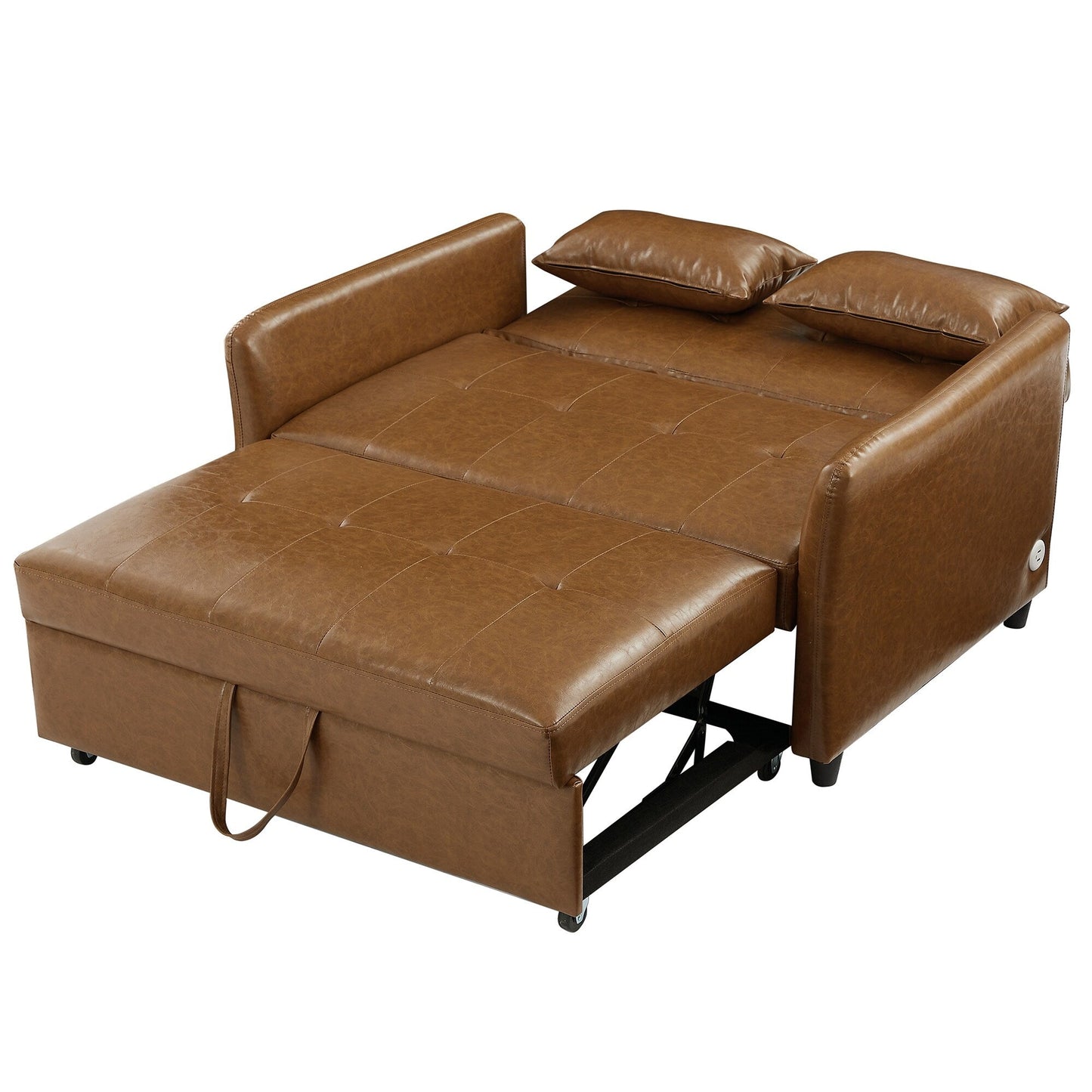 Canapé-lit convertible en polyuréthane 51,57 po avec 3 ports USB, capacité de 181 kg et mécanisme de lit gigogne