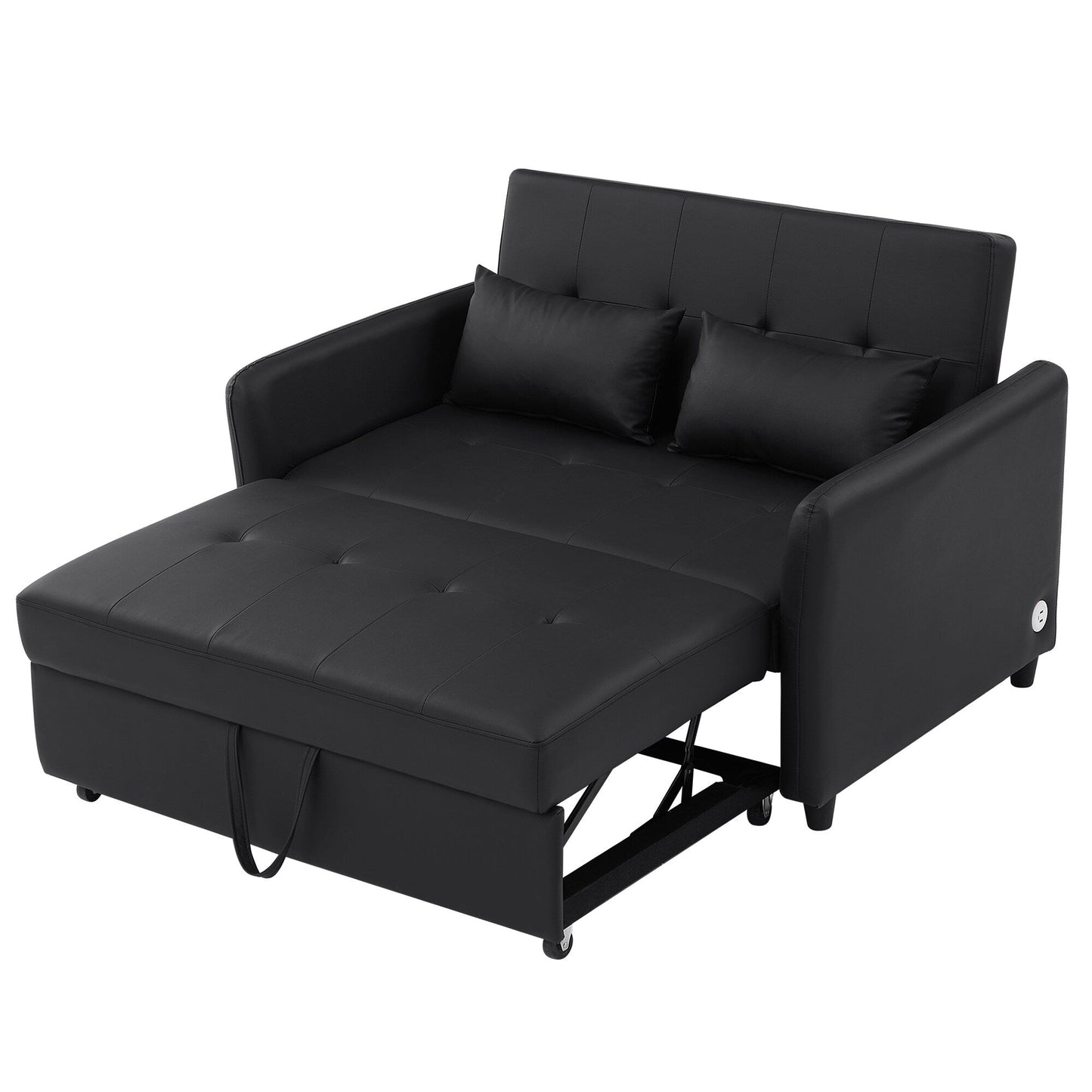 Canapé-lit convertible en polyuréthane 51,57 po avec 3 ports USB, capacité de 181 kg et mécanisme de lit gigogne