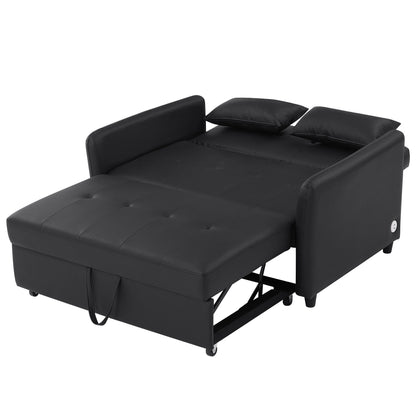 Canapé-lit convertible en polyuréthane 51,57 po avec 3 ports USB, capacité de 181 kg et mécanisme de lit gigogne