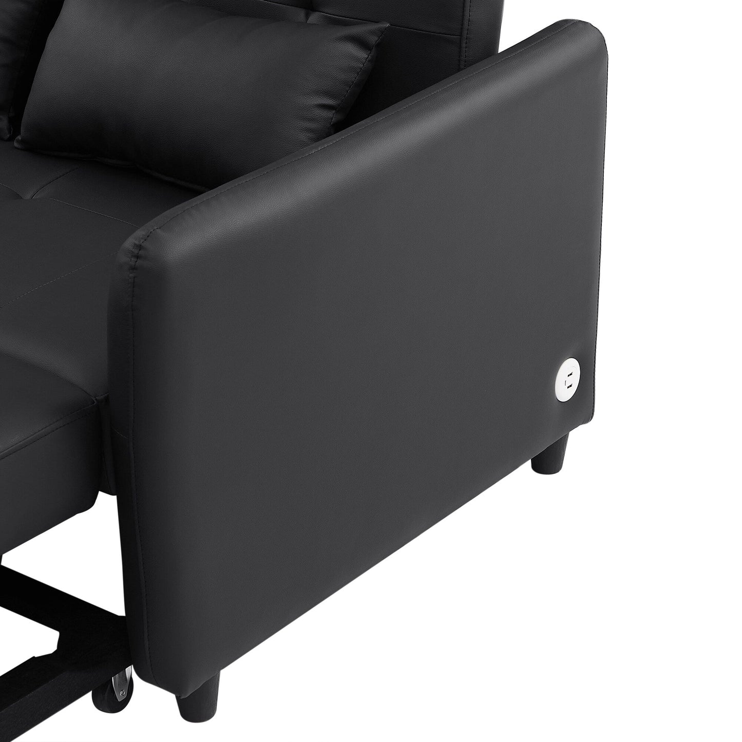 Canapé-lit convertible en polyuréthane 51,57 po avec 3 ports USB, capacité de 181 kg et mécanisme de lit gigogne