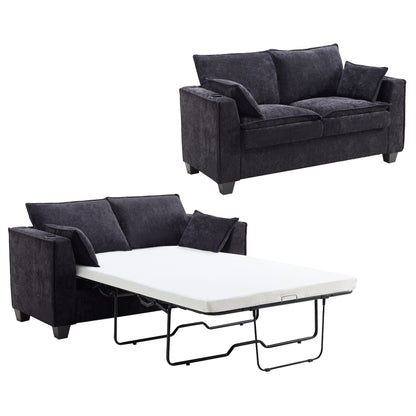 Canapé-lit 2 places en contreplaqué 52,36 avec surmatelas en mousse à mémoire de forme - Cadre de lit à lattes en bois massif et porte-gobelets