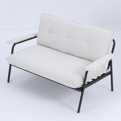 Canapé 2 places beige de 53 pouces avec cadre en métal pour petits espaces, mélange de polyester, mobilier d'appartement compact et moderne
