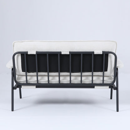 Canapé 2 places beige de 53 pouces avec cadre en métal pour petits espaces, mélange de polyester, mobilier d'appartement compact et moderne
