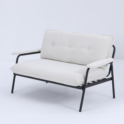 Canapé 2 places beige de 53 pouces avec cadre en métal pour petits espaces, mélange de polyester, mobilier d'appartement compact et moderne