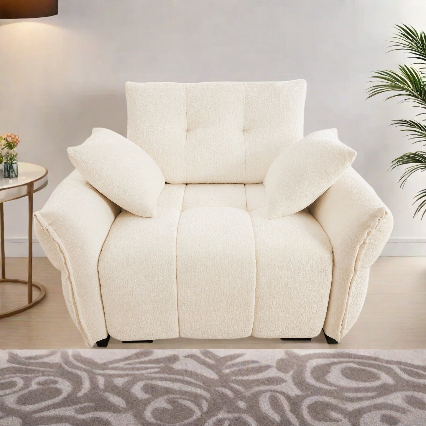 Canapé 1 place en chenille 53,94 $ avec coussins de soutien et coussins décoratifs haute résilience