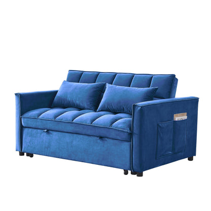 Canapé-lit 2 places en velours 53,94 $ avec dossier réglable sur 3 positions et deux poches latérales