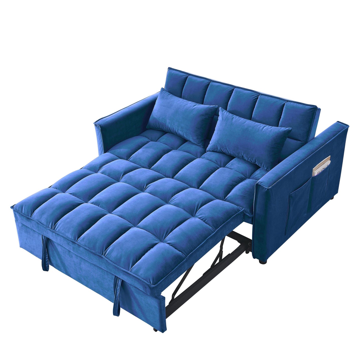 Canapé-lit 2 places en velours 53,94 $ avec dossier réglable sur 3 positions et deux poches latérales