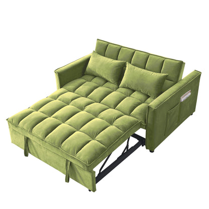Canapé-lit 2 places en velours 53,94 $ avec dossier réglable sur 3 positions et deux poches latérales