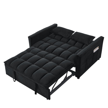 Canapé-lit gigogne 3 en 1 en velours avec deux poches latérales et dossier réglable pour le salon (53,94 €)
