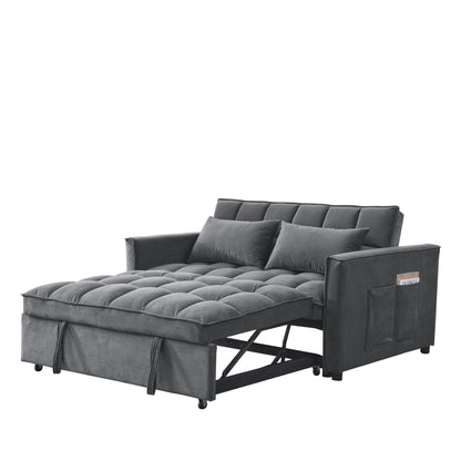 Canapé-lit gigogne 3 en 1 en velours avec deux poches latérales et dossier réglable pour le salon (53,94 €)